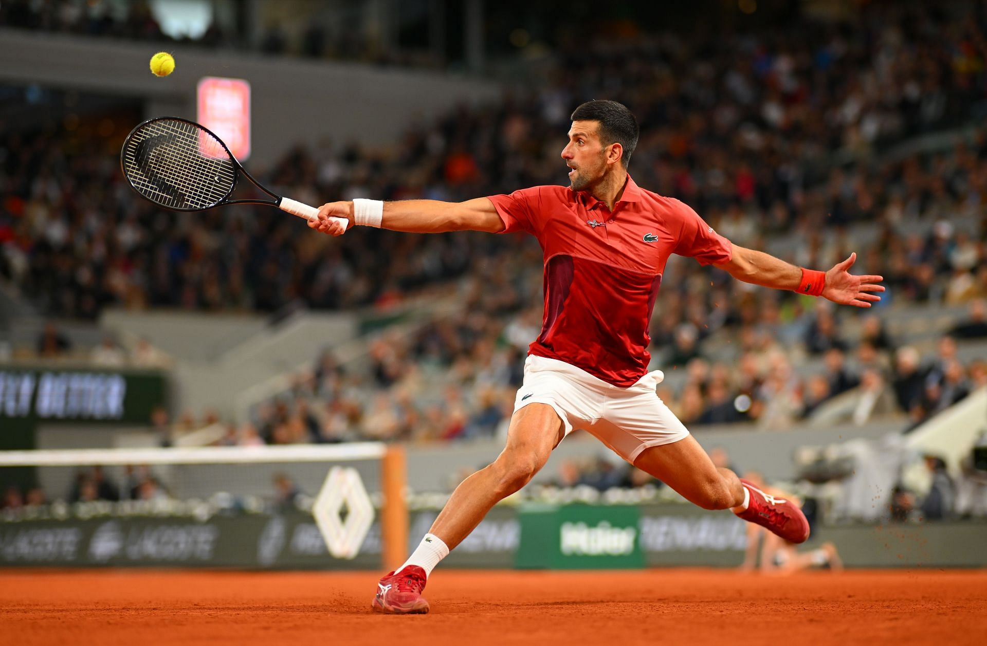 Novak Djokovic in action at the 2024 French Open